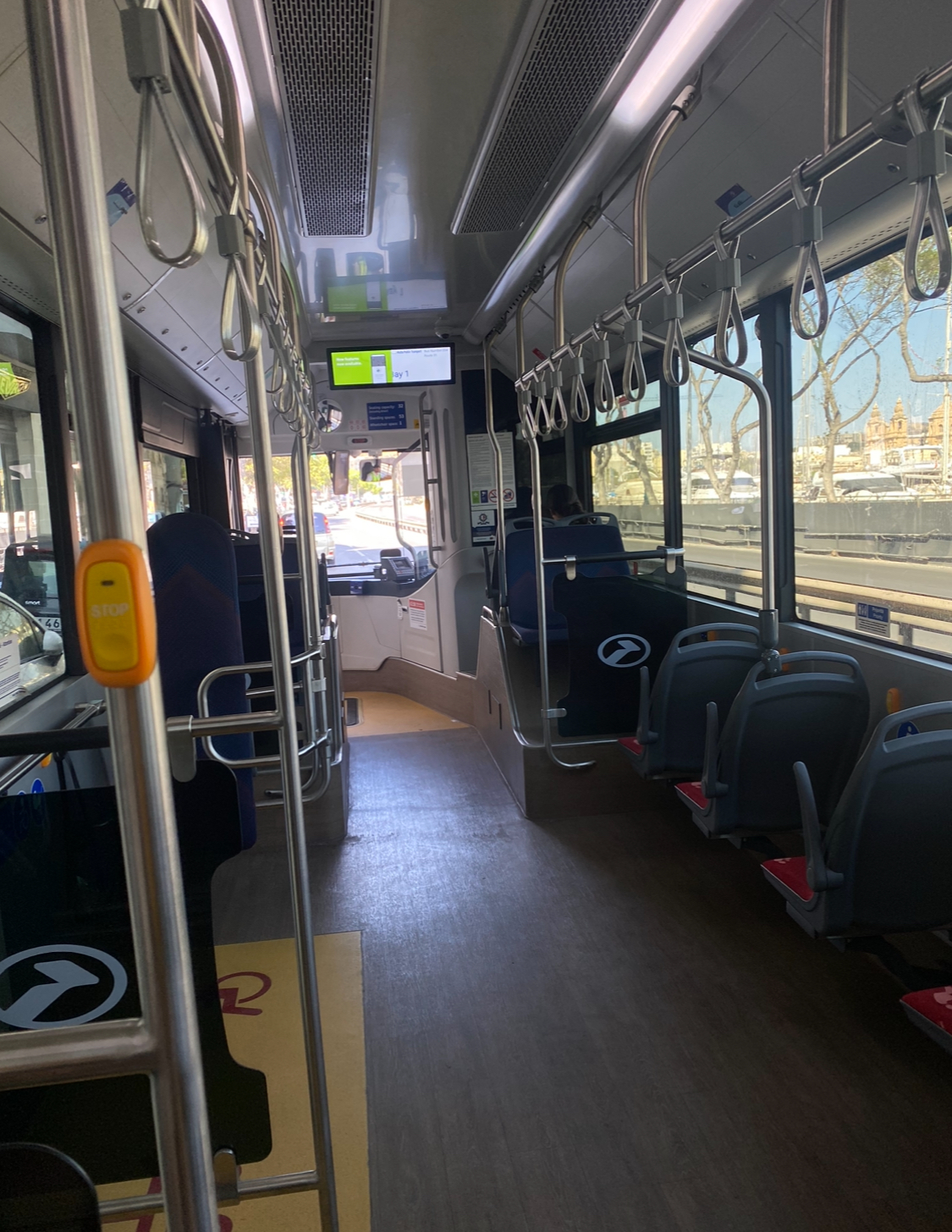 Inside a Tallinja electric bus in Malta
