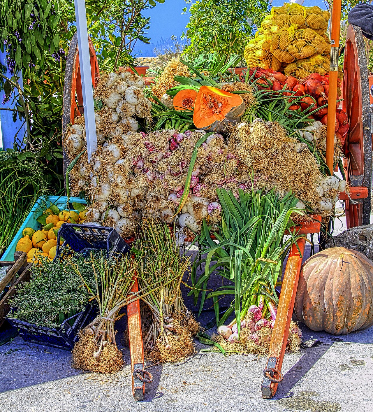 Fruit and vegetables displayed for sale in Malta