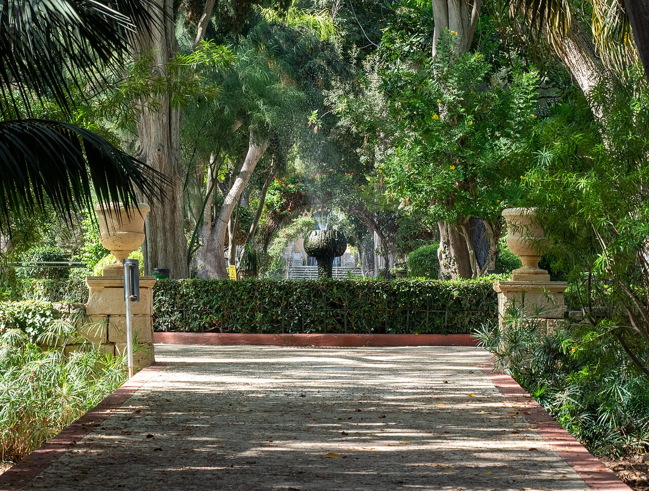 Paths and planting at San Anton Gardens in Attard, Malta